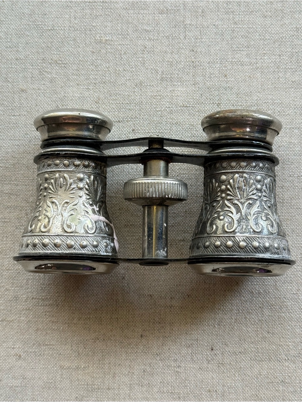 Vintage Made in Japan Ornate Silver Tone Opera Glasses Theater Binoculars